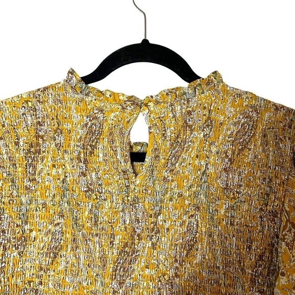 ANTHROPOLOGIE Joie Yellow Paisley Smocked Long Sleeve Blouse - Picture 5 of 10
